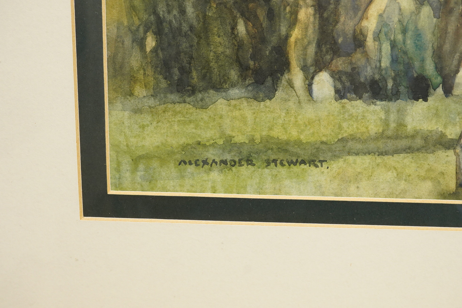 Alexander Stewart, ‘Buchlyrie Church, Sterling, Scotland’, signed, watercolour, 25.5 x 33cm